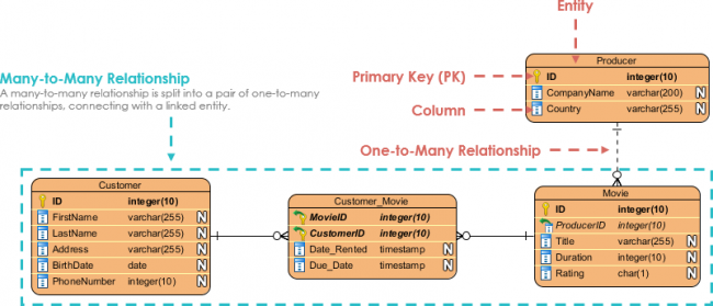 Entity Relationship Diagram Example: Video Rental System - Visual ...