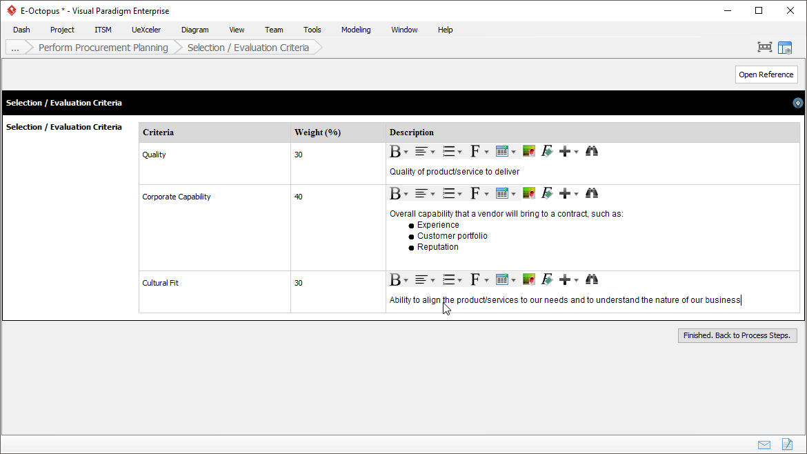 Procurement Plan: Evaluation Criteria