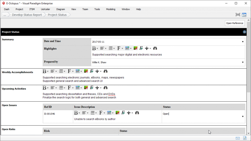 How to Develop Status Report (Execution & Control Phase) - Visual Paradigm
