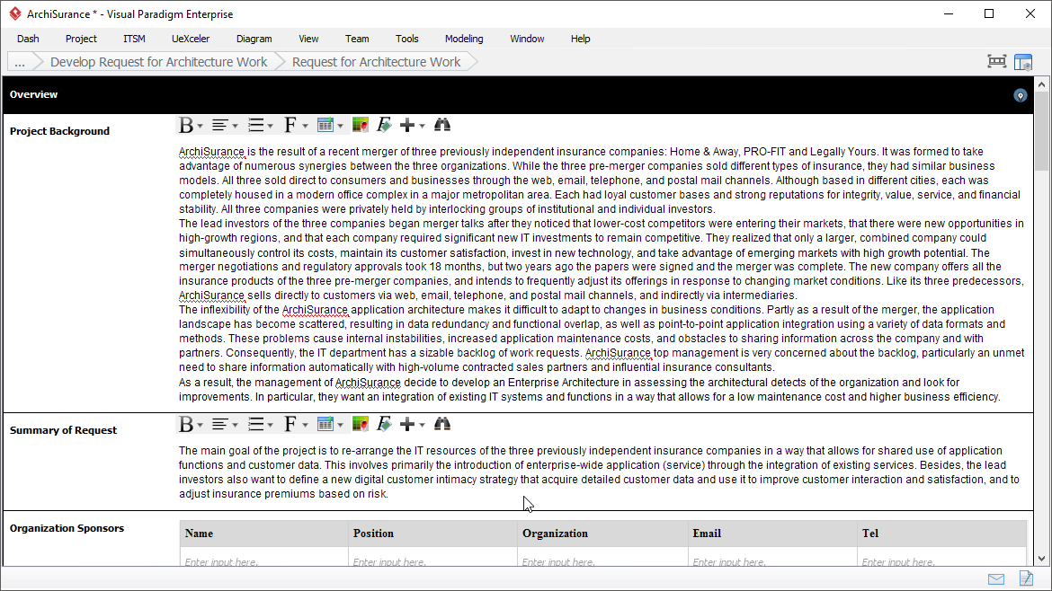 TOGAF Request for Architecture Work: Overview