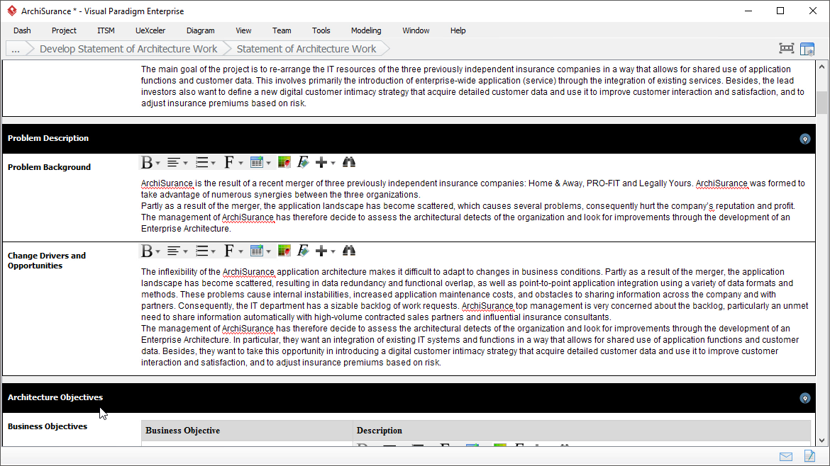 TOGAF Statement of Architecture Work: Problem Description