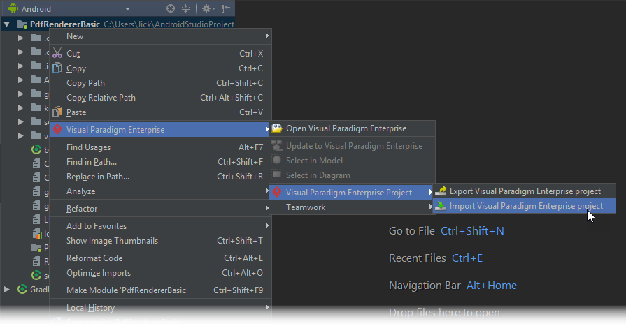 Import Visual Paradigm project to Android Studio