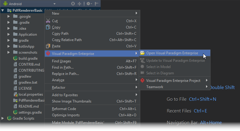 Open Visual Paradigm from Android Studio