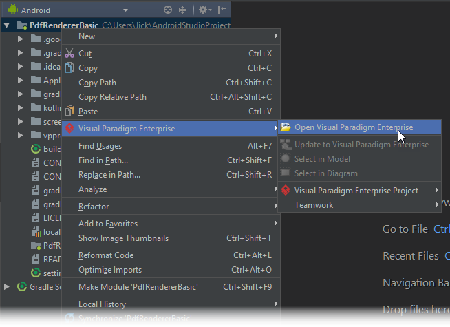 How to open a UML project in Android Studio - Visual Paradigm