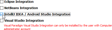 Select 'IntelliJ IDEA / Android Studio Integration"